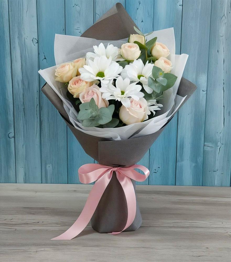 Букет цветов из: Хризантемы и Розы в Шамхал-Термене